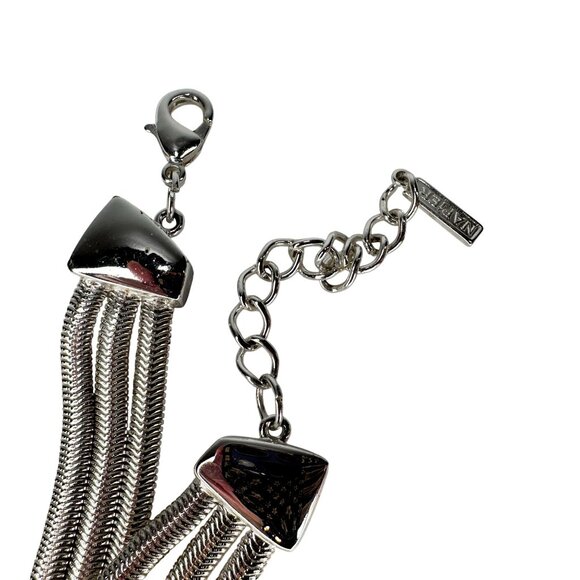 VTG NAPIER Necklace & Bracelet Set Silver Tone Interlocking Circles Snake Chain - Picture 12 of 14